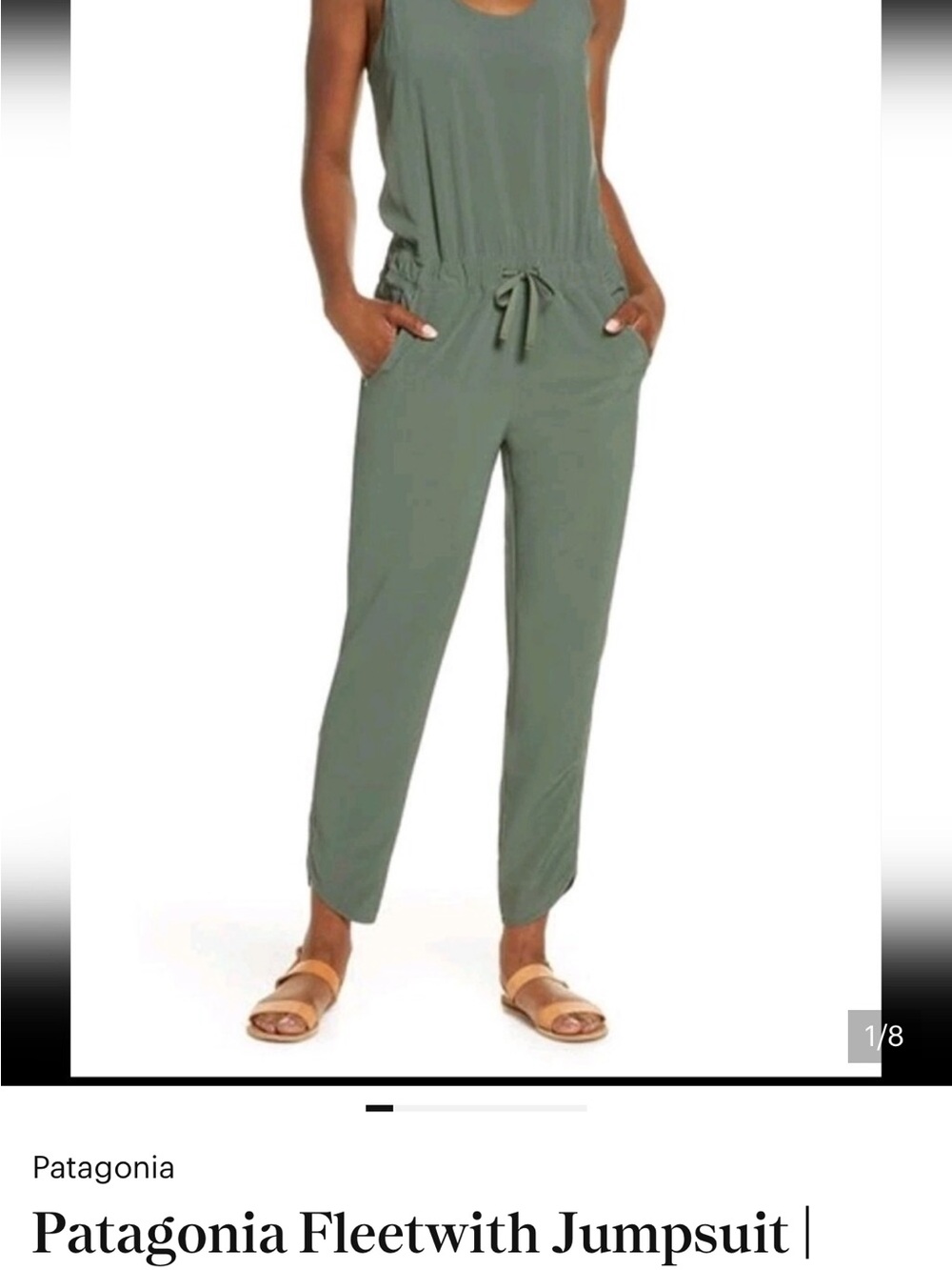Patagonia Fleetwith Sleeveless Jumpsuit in Olive Green